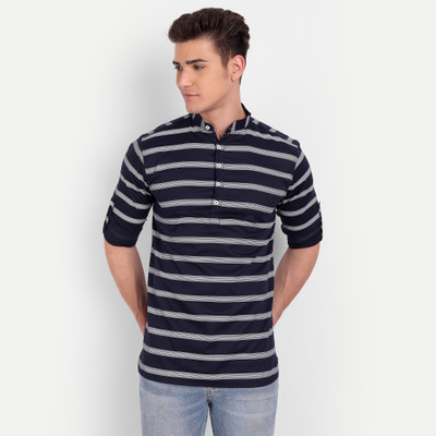 Univibe Men Striped Pathani Kurta(Blue)