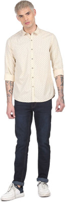 FLYING MACHINE Men Printed Casual Beige Shirt