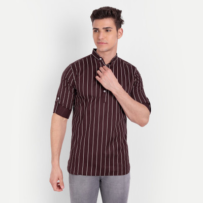 Univibe Men Striped Pathani Kurta(Maroon)