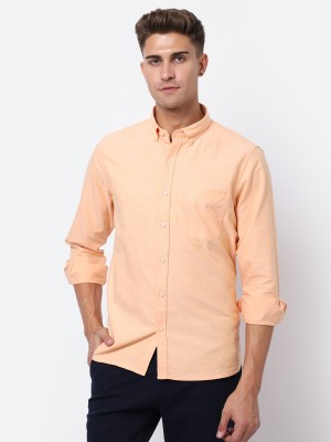 CANTABIL Men Solid Casual Orange Shirt