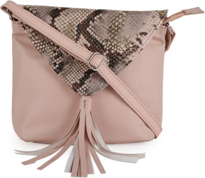 Antin Pink Sling Bag Sling Bag with Snake Flap and Tassel Detail