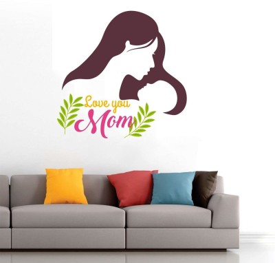 Asmi Collections 61 cm Love You Mom Mothers Day Self Adhesive Sticker(Pack of 1)