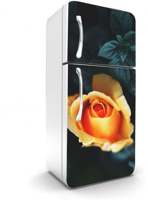 Advance Service 60 cm Beautifull Yellow Flower With Green Leafs Fridge Sticker For Double Single Door Self Adhesive Sticker(Pack of 1)