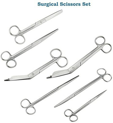 Forgesy Surgical Scissor Set -7 PCS. Strong Cut Scissors(Blunt/Sharp Blades)
