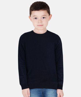 Miss & Chief by Flipkart Solid Round Neck Casual Boys Blue Sweater