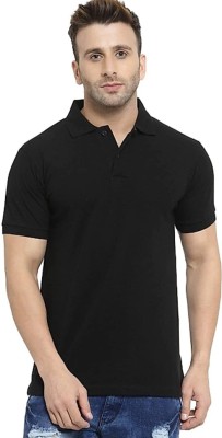 Mohit Solid Men Polo Neck Black T-Shirt