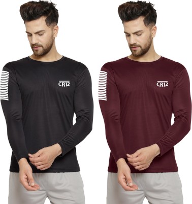 Cruister Typography Men Round Neck Maroon, Black T-Shirt