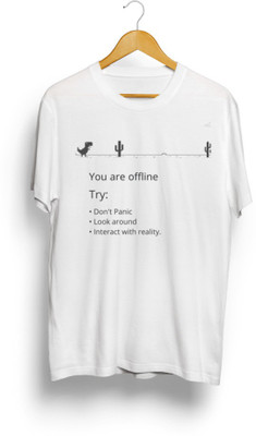 OikotaanTees Graphic Print Men Round Neck White T-Shirt