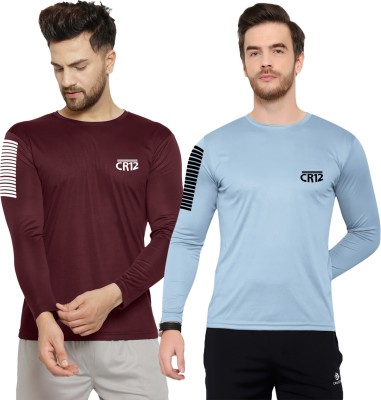 Cruister Sporty Men Round Neck Light Blue, Maroon T-Shirt