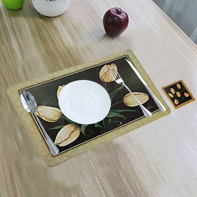 DPA Collection Rectangular Pack of 6 Table Placemat(Green, PVC)