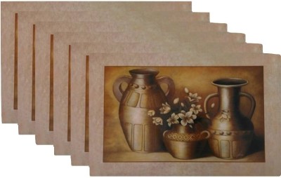 DPA Collection Rectangular Pack of 6 Table Placemat(Beige, Brown, PVC)