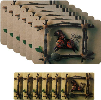 DPA Collection Rectangular Pack of 6 Table Placemat(Brown, PVC)