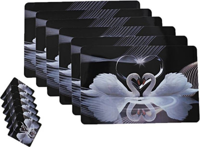 DPA Collection Rectangular Pack of 6 Table Placemat(Black, Grey, PVC)
