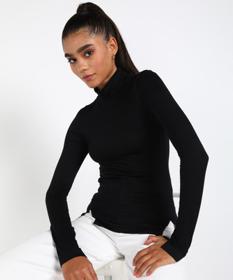 French Connection Casual Full Sleeve Solid Women Black Top