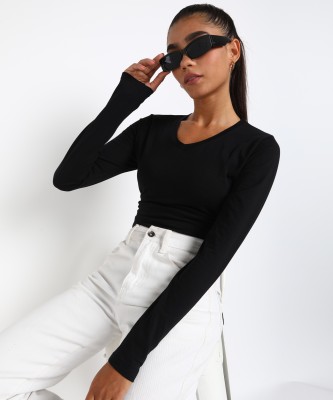 French Connection Casual Full Sleeve Solid Women Black Top