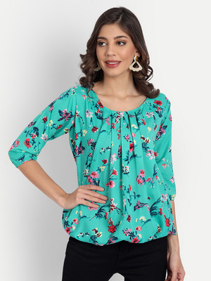 shankhpushpi Casual Floral Print Women Light Blue Top