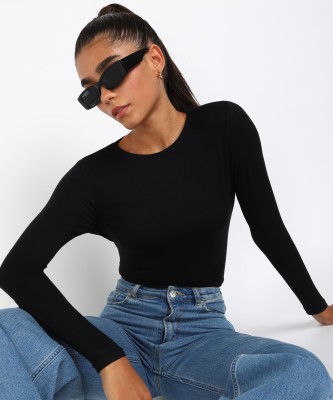 French Connection Casual Full Sleeve Solid Women Black Top