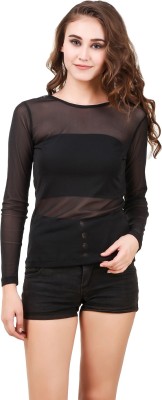 TEXCO Casual Solid Women Black Top