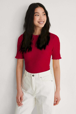 megsi Casual Self Design Women Red Top