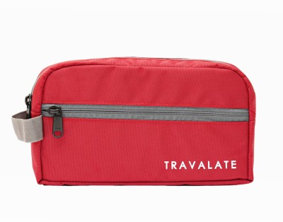 Travalate Polyester Toiletry Bag Makeup Shaving Kit Pouch for Men and Women Travel Toiletry Kit(Red, Grey)
