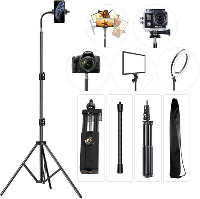 Hold up Cell Phone Tripod 27inch to 80inch Adjustable Phone Stand for iPhone & Camera Tripod(Black, Supports Up to 500 g)