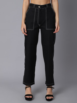 TAG-7 Regular Fit Women Black Trousers
