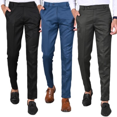 MANCREW Slim Fit Men Black, Blue, Dark Green Trousers