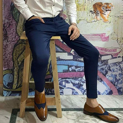 Blends Trendz Regular Fit Men Dark Blue Trousers