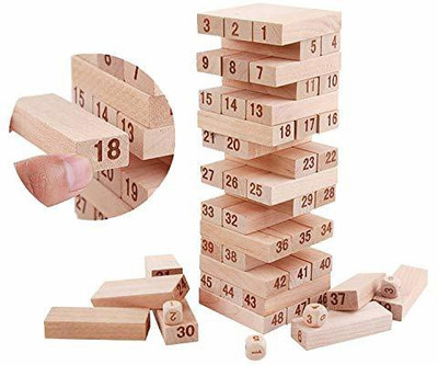 AKTOON TOYS Tumbling Tower 54 Pieces Numbered Classic Wooden Block Stacking Game(Multicolor)