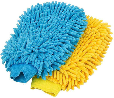 EXTRIA Hand Mop Gloves Window Dust Mitt Chenille Multi-Purpose Super Absorbent Wet and Dry Glove Set(Medium Pack of 2)