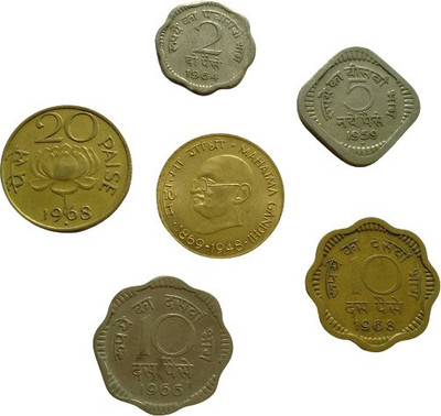 MAHAPHILLA India 2 5 10 10 20P 6 Different Coins Modern Coin Collection(6 Coins)