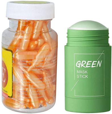tanvi27 GREEN TEA CLAY MASK WITH FACIAL CAPSULE SOFTENING & BRIGHTENING(2 Items in the set)