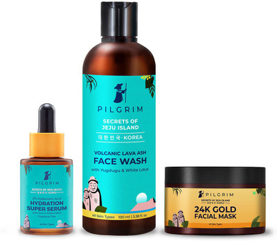 Pilgrim At-Home Face Therapy for Smoothening & Brightening Skincare For Radiant Glow(3 Items in the set)