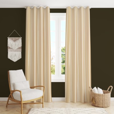 DAKSH 152 cm (5 ft) Polyester Room Darkening Window Curtain (Pack Of 2)(Solid, Cream)