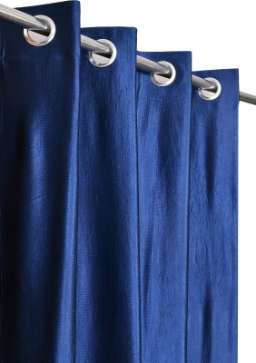 Fab Castle 274 cm (9 ft) Polyester Semi Transparent Long Door Curtain (Pack Of 2)(Solid, Navy Blue)