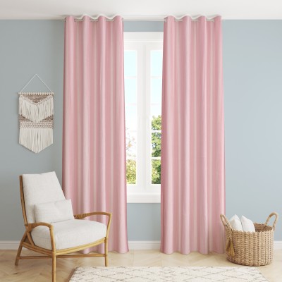 DAKSH 274 cm (9 ft) Polyester Room Darkening Long Door Curtain (Pack Of 2)(Solid, Baby Pink)