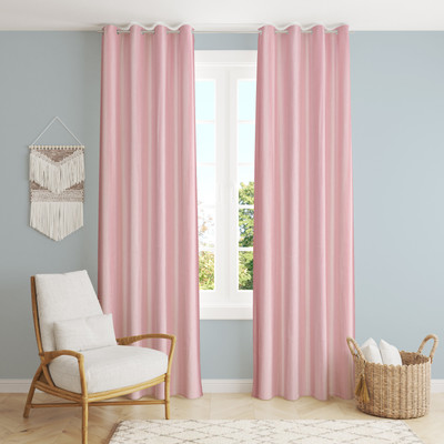 Arick Home 274 cm (9 ft) Long Door Polyester Semi Transparent Curtain (Pack Of 2)(Baby Pink, Solid)
