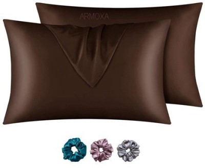 ARMOXA Self Design Pillows Cover(Pack of 2, 18 cm*28 cm, Brown)