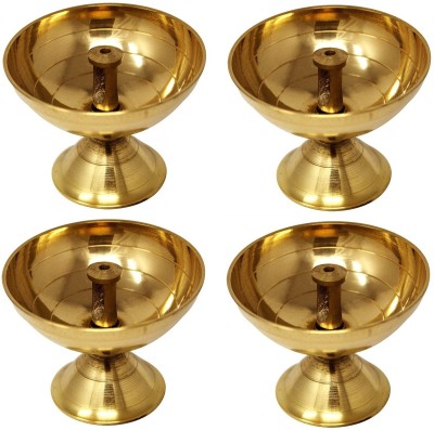 Fashion Bizz Brass Akhand Diya| Akhand Jyot| Decorative Brass Oil Lamp | Brass Table Diya Brass (Pack of 4) Table Diya(Height: 1.2 inch)