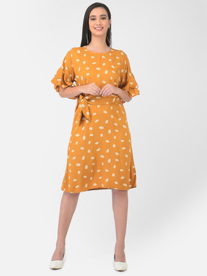 CRIMSOUNE CLUB Women A-line Orange Knee Length Dress