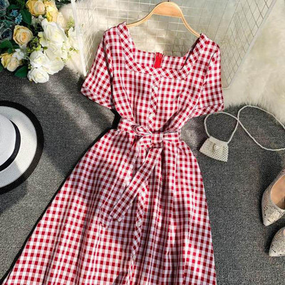 RIEKA Women A-line Red Midi/Calf Length Dress