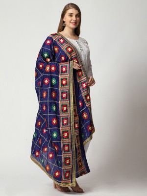 WEAVERS VILLA Poly Chanderi Embroidered Women Dupatta