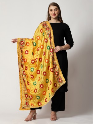 WEAVERS VILLA Poly Chanderi Embroidered Women Dupatta