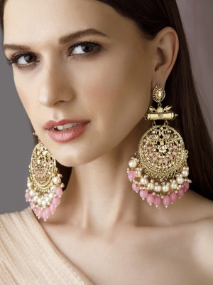 RUBANS Rubans 22K Gold Plated Chandbali Earrings With Beautiful Beads And Pearls Alloy Chandbali Earring