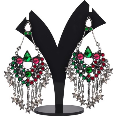 Unique Fashion House Silver Oxidised Boho and Contemporary Designed Afghani Earrings Silver Drops & Danglers