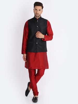 BANHUSSAIN Men Kurta Pyjama Ethnic Jacket Set