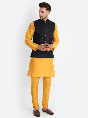 BANHUSSAIN Men Kurta Pyjama Ethnic Jacket Set
