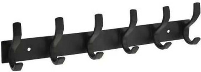 deeplax BLVK S 6 PIN Stainless Steel Cloth Hook/Hanger/KeyHolder/DoorHook (set of 1 pcs) Hook Rail 6(Pack of 1)
