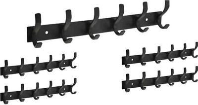 deeplax BLK sts 6 PIN Stainless Steel Cloth Hook/Hanger/KeyHolder/DoorHook (set of 5pcs) Hook Rail 6(Pack of 5)