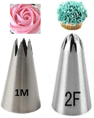 Rvs fantastikitchen store 1M + 2F Nozzle Stainless Steel Quick Flower Icing Nozzle(Silver Pack of 2)